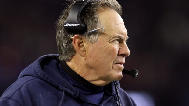 Oct 10, 2019; Foxborough, MA, USA; New England Patriots head coach Bill Belichick watches a play against the New York Giants during the first half at Gillette Stadium.