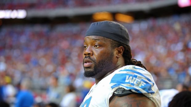 Dec 9, 2018; Glendale, AZ, USA; Detroit Lions defensive tackle Damon Harrison Sr. (98) against the Arizona Cardinals at State Farm Stadium.