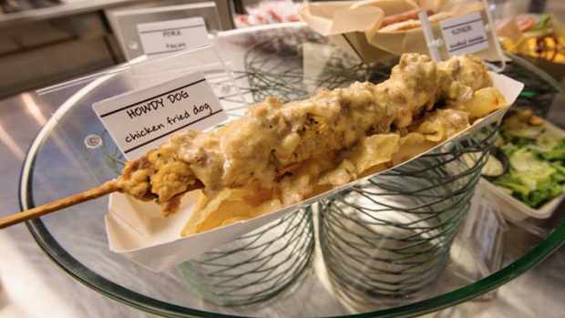 chicken fried hot dog