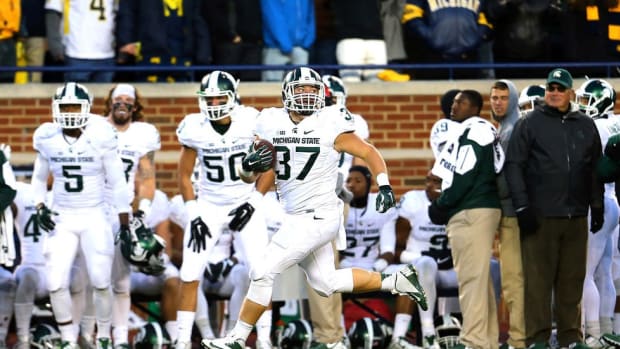 The everyman and the exception: Trevon Pendleton, a fullback, is Michigan State's unlikely man of the moment