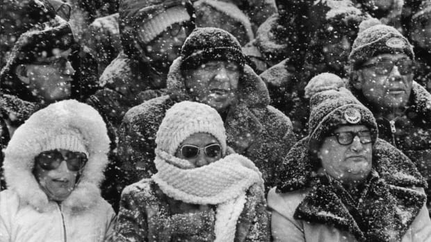 Fans frozen at a football game