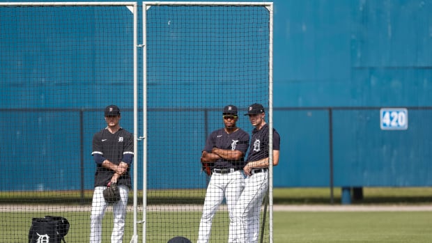 Casey Mize, Sandy Baez and Tarik Skubal 2020-02-19 USATSI_14755346
