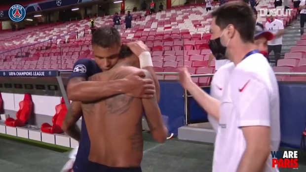 PSG celebrate after reaching their first Champions League final