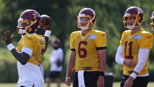 Alex Smith Dwayne Haskins Steve Montez © Geoff Burke-USA TODAY Sports