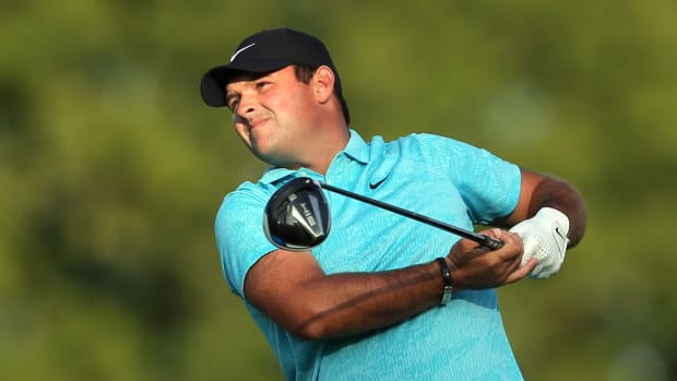 Patrick Reed plays his shot from the sixth tee during the second round of the U.S. Open golf tournament at Winged Foot Golf Club - West.