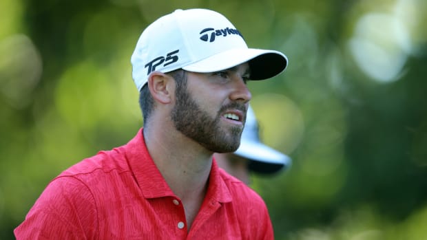 Matthew Wolff looks down the fairway from the 14th tee box during the third round of the U.S. Open golf tournament at Winged Foot Golf Club - West.