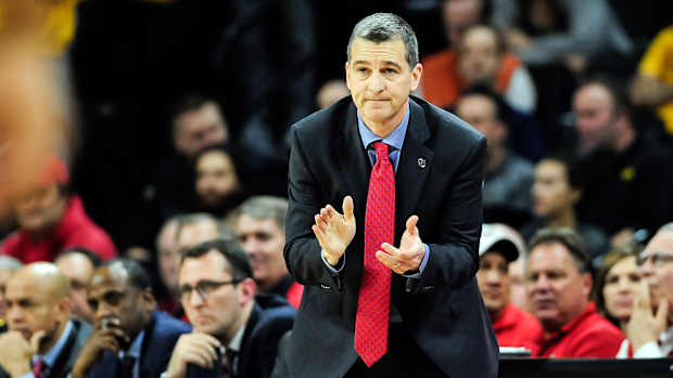 Jan 19, 2017; Iowa City, IA, USA; Maryland Terrapins head coach Mark Turgeon reacts during the second half against the Iowa Hawkeyes at Carver-Hawkeye Arena. Maryland won 84-76. Mandatory Credit: Jeffrey Becker-USA TODAY Sports