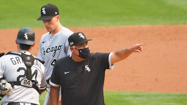 Ricky Renteria post-Crochet injury v OAK WC G3 2020-10-01 (Kelley Cox) USATSI_15006247