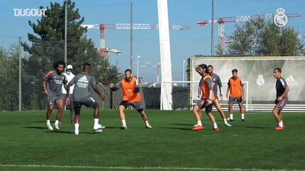 Focus on Karim Benzma during Real Madrid training