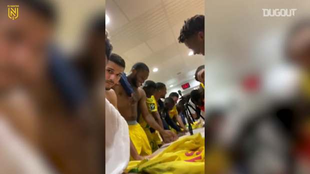 FC Nantes' celebrations after winning Brest