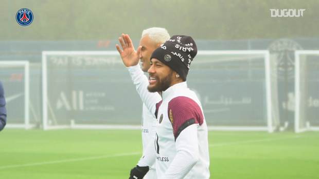 Neymar Jr on focus training session before Manchester United clash