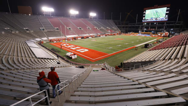 Dec 5, 2020; Salt Lake City, Utah, USA; Preparation for the game was underway prior to the Utah Utes plying the Oregon State Beavers at Rice-Eccles Stadium.