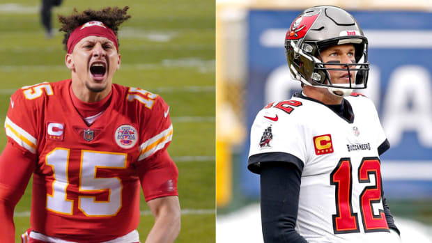 Tom Brady and Patrick Mahomes after winning the NFC/AFC Championship are to face off for Super Bowl LV
