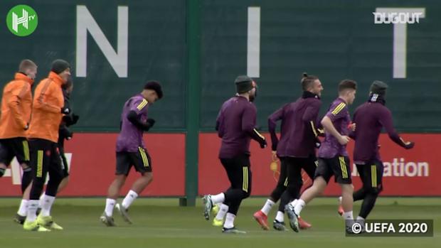 Manchester United train before facing Milan in Europa League