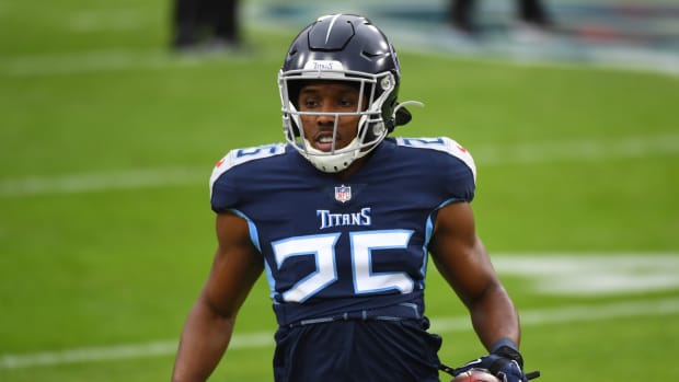 Dec 20, 2020; Nashville, Tennessee, USA; Tennessee Titans cornerback Adoree' Jackson (25) warms up before the game against the Detroit Lions at Nissan Stadium.