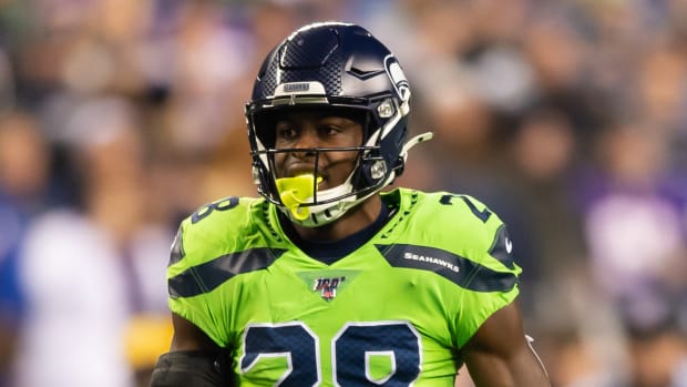Seattle Seahawks cornerback Ugo Amadi (28) during the game against the Minnesota Vikings at CenturyLink Field. Seattle defeated Minnesota 37-30.