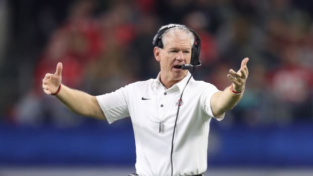 Ohio State Buckeyes defensive backs coach Kerry Coombs on the sidelines during the game against the Southern California Trojans in the 2017 Cotton Bowl at AT&T Stadium.