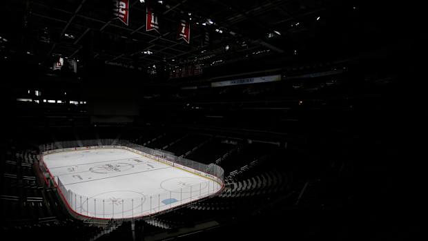 An empty Capital One Arena in Washington, D.C., after the coronavirus forced the NHL to suspend its season