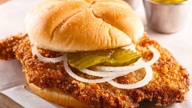 The Burlington Bees' tenderloin sandwich, available for curbside pickup