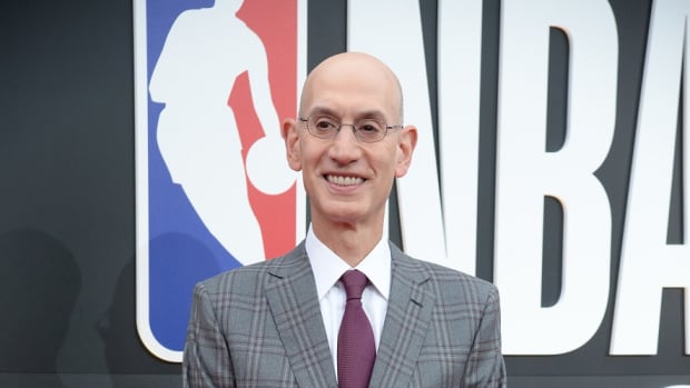 NBA commissioner Adam Silver arrives on the red carpet for the 2019 NBA Awards show at Barker Hanger.