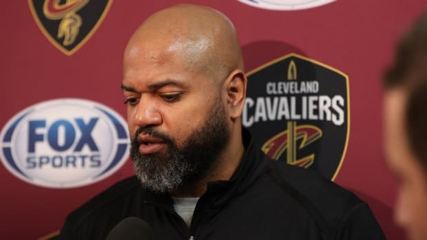 Cleveland Cavaliers head coach J.B. Bickerstaff speaks with the media prior to a game against the Washington Wizards at Capital One Arena.