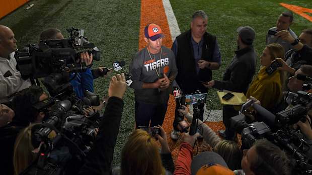 Dabo Swinney addresses media members