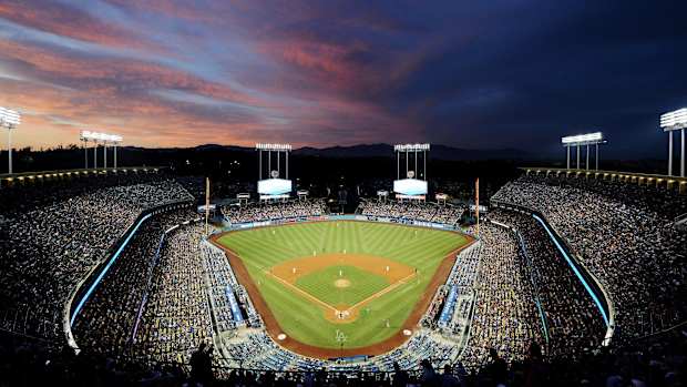 July 24, 2019; Los Angeles, CA, USA; General view as the Los Angeles Dodgers play against the Los Angeles Angels during the fourth inning at Dodger Stadium. The Dodgers will host the 2020 MLB all star game. Mandatory Credit: Gary A. Vasquez-USA TODAY Sports