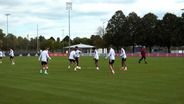 Goretzka, Kimmich, Müller and Co. skilling around in Bayern training