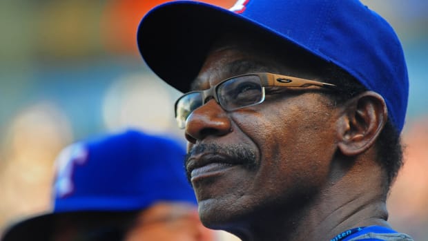 Jun. 18, 2008; Arlington, TX, USA; Texas Rangers manager Ron Washington against the Atlanta Braves at the Rangers Ballpark. Mandatory Credit: Mark J. Rebilas-USA TODAY Sports
