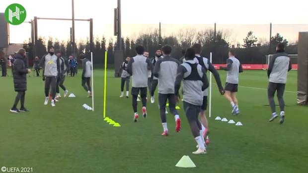 Liverpool in training ahead of Milan clash