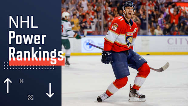 Panthers winger Jonathan Huberdeau celebrates