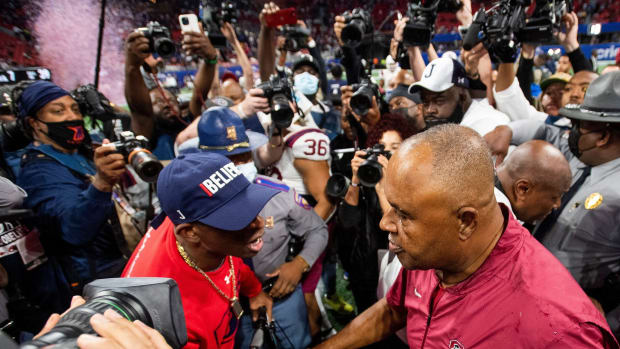 Jackson State head coach Deion Sanders and South Carolina State head coach Oliver Pough