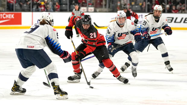 Team USA vs. Canada in the women's hockey rivalry series