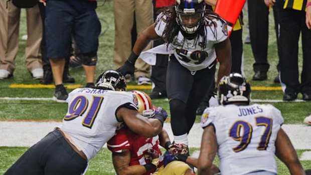 Ravens linebacker Courtney Upshaw in Super Bowl XLVII