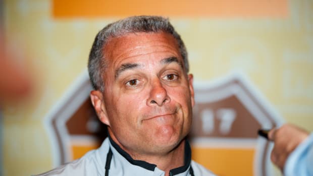 Feb 21, 2017; Phoenix, AZ, USA; Kansas City Royals general manager Dayton Moore during Spring Training Media Day at The Arizona Biltmore. Mandatory Credit: Mark J. Rebilas-USA TODAY Sports
