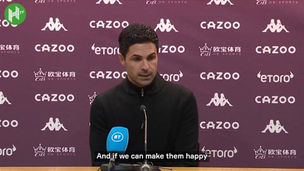 Arteta on fans singing his name