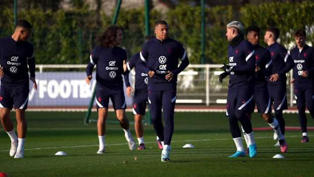 France team's training before the match against Ivory Coast