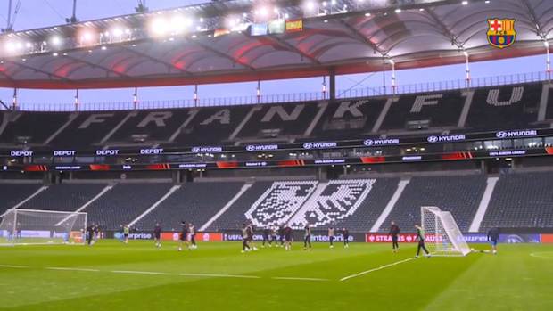 FC Barcelona get ready for Europa League action in Frankfurt