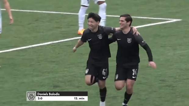 Fantastic free kick in Latvia