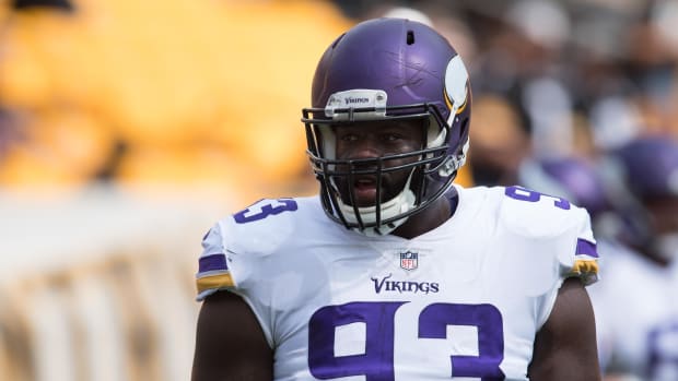 Minnesota Vikings defensive tackle Shamar Stephen (93) warms up prior to a game against the Pittsburgh Steelers at Heinz Field.