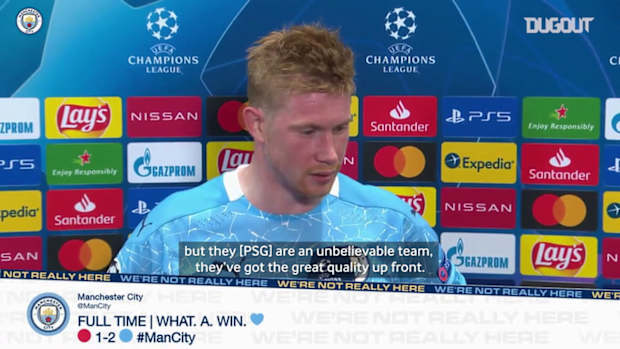 Kevin De Bruyne on Manchester City's win at PSG, and Riyad Mahrez free-kick