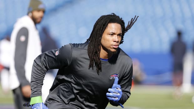 Nov 4, 2018; Orchard Park, NY, USA; Buffalo Bills wide receiver Kelvin Benjamin (13) on the field before a game against the Chicago Bears at New Era Field.