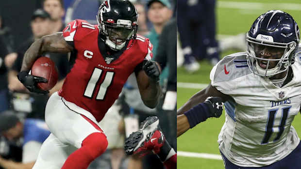 Tennessee Titans wide receivers Julio Jones and A.J. Brown.