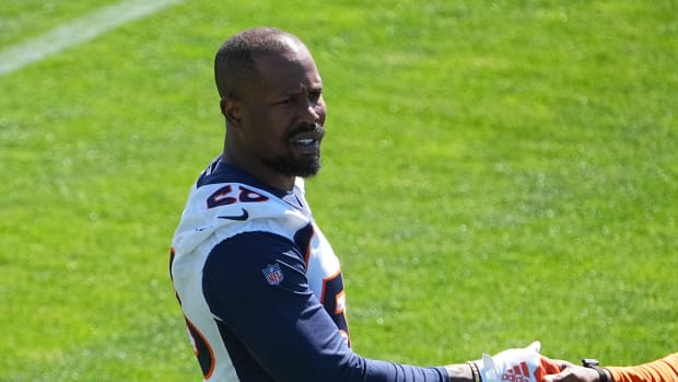 Denver Broncos outside linebacker Von Miller (58) during organized team activities at the UCHealth Training Center.