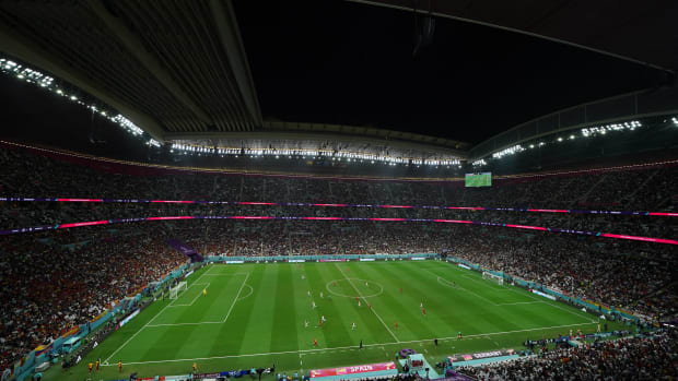 A photo taken during Spain's 1-1 draw with Germany at the 2022 FIFA World Cup