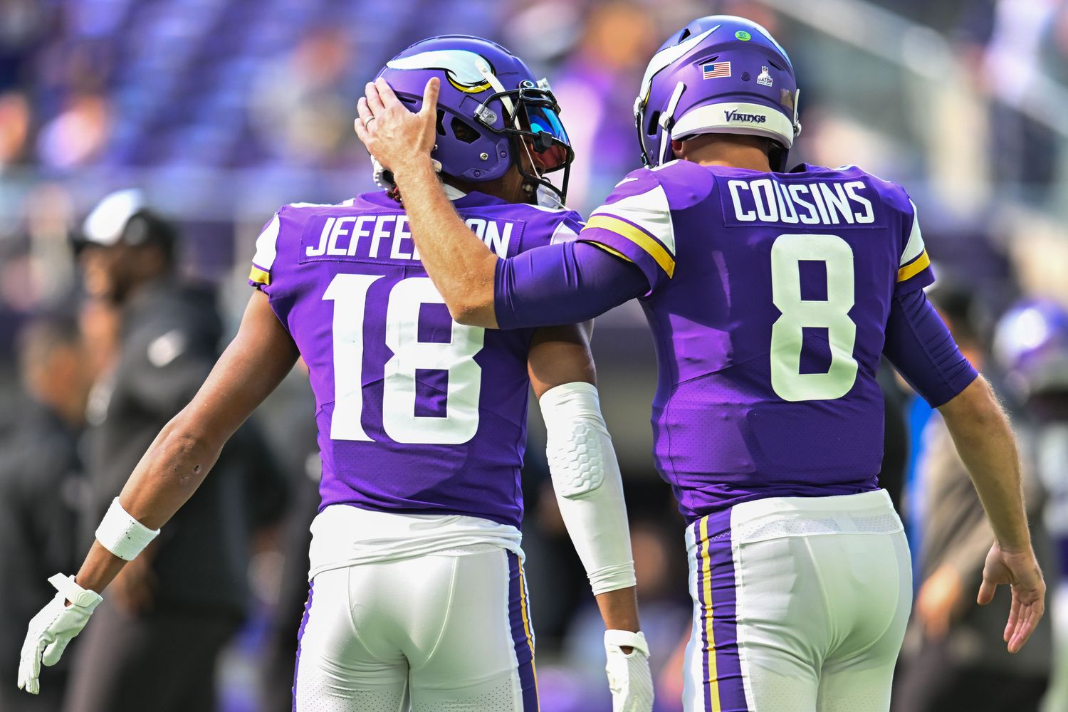 Minnesota Vikings wide receiver Justin Jefferson and quarterback Kirk Cousins