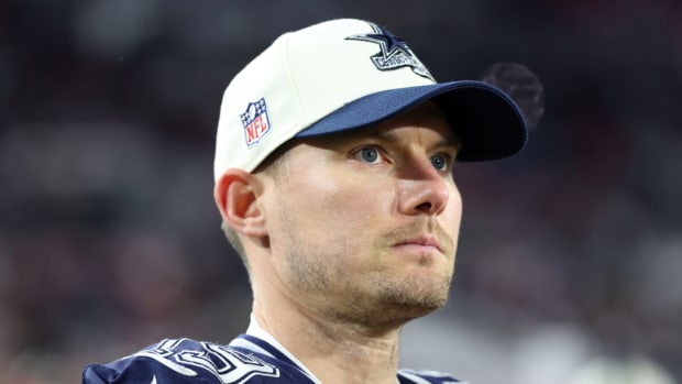 Cowboys kicker Brett Maher looks on at the game vs. the Buccaneers.
