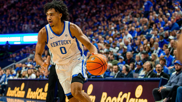 Kentucky forward Jacob Toppin (0) drove to the basket as the Wildcats faced off against Texas A&M at Rupp Arena on Saturday afternoon. Kentucky defeated Texas A&M 76-67. Jan. 21, 2023 Jf Uk Am Aj4t6180
