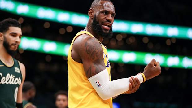 lebron james jayson tatum celtics arm 1-28-23
