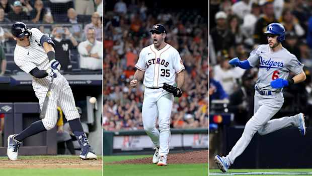 Aaron Judge, Justin Verlander, Trea Turner side by side